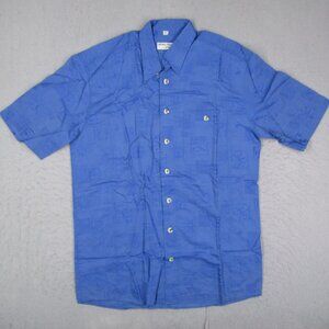 Georg Roth Of Germany Shirt Mens 40 M Blue Hawaiian Button Up Tiki